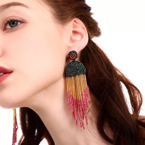 Jewelry - Artisan Seed Bead Statement Drop Earrings!